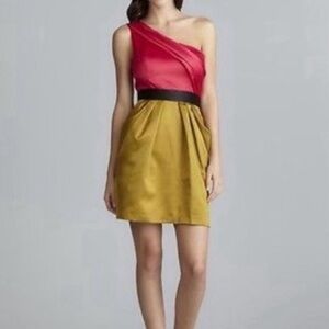 Max and Cleo Color Block One Shoulder  Woven Cocktail Jane Dress Size 4 - $138
